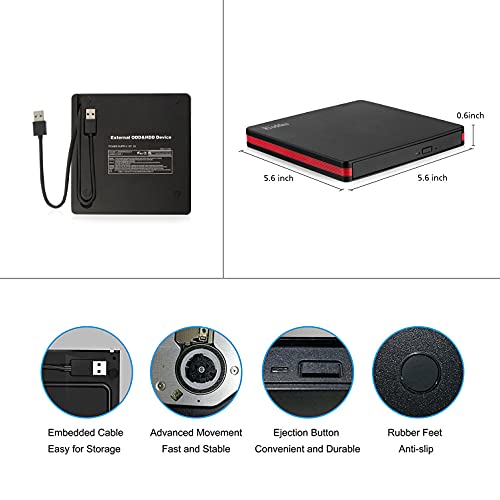 Portable USB 3.0 CD/DVD Rewriter for Multiple Systems