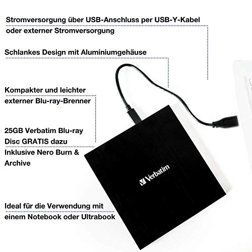 Verbatim External Blu-Ray DVD-Drive: 43888 (Black)