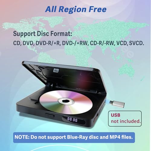 VATI Compact DVD Player for TV: All Region, HD