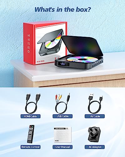 DESOBRY Mini DVD Player - HDMI, 1080P, Multi Region