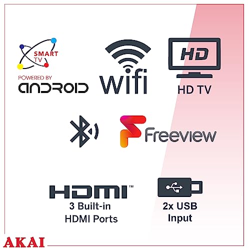 AKAI 32" Smart LED TV, HD Freeview, Android