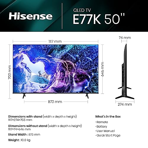 Hisense 50" QLED Smart TV - Quantum Dot, Dolby Vision, Bluetooth