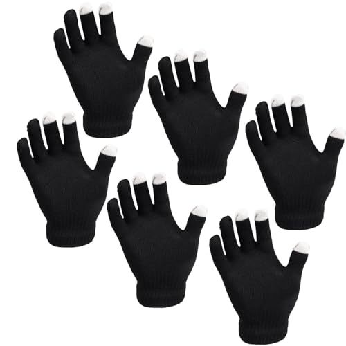 6 Pair True Face Touch Screen Gloves - Black