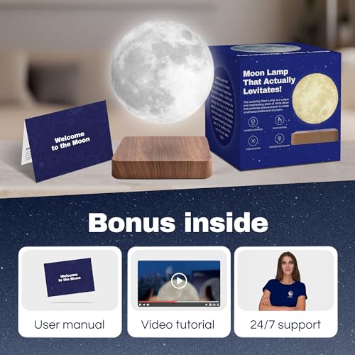 Levitating 3D Printed Moon Lamp - Unique Gift