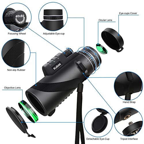 High Power 40X60 Monocular Telescope with Smartphone Holder