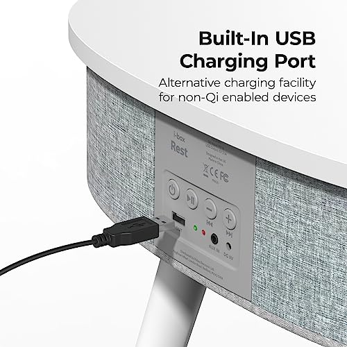 i-box Smart Table: Bluetooth Speaker, Wireless Charger