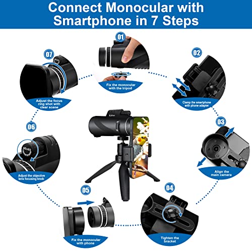 High Power 40X60 Monocular Telescope with Smartphone Holder