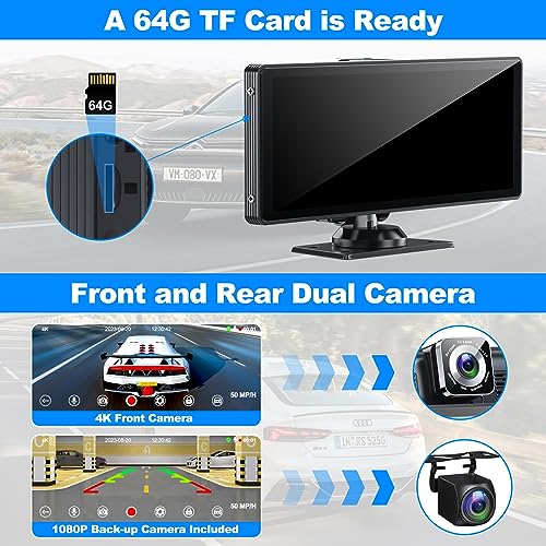10.26" Carplay Screen with 4K Dashcam and Rear Camera