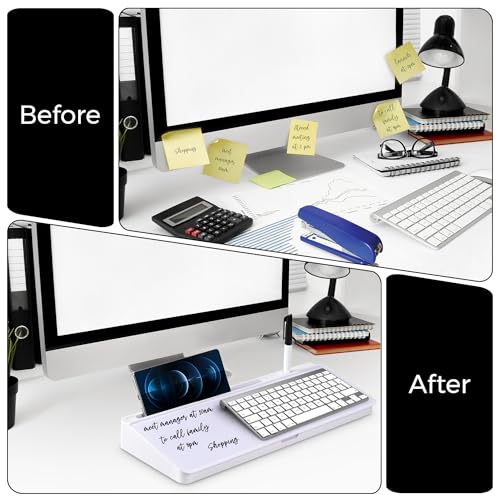 Desktop Glass Whiteboard Organizer with Pen and Eraser
