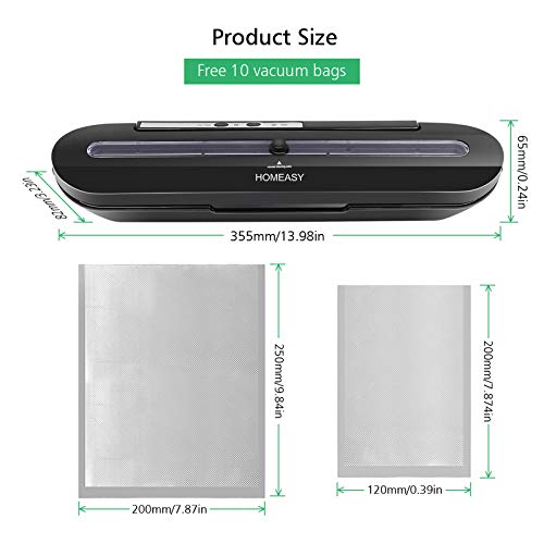 Homeasy Food Vacuum Sealer: One-Touch Sealing (Black)