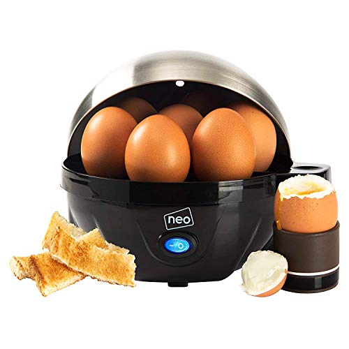 Kitchen Electric Egg Cooker Maker with Timer (Black/Silver)