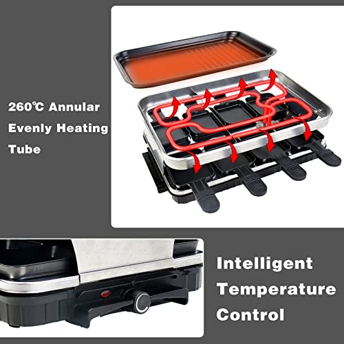 8-Person Indoor Raclette Grill - BBQ Party Cooker