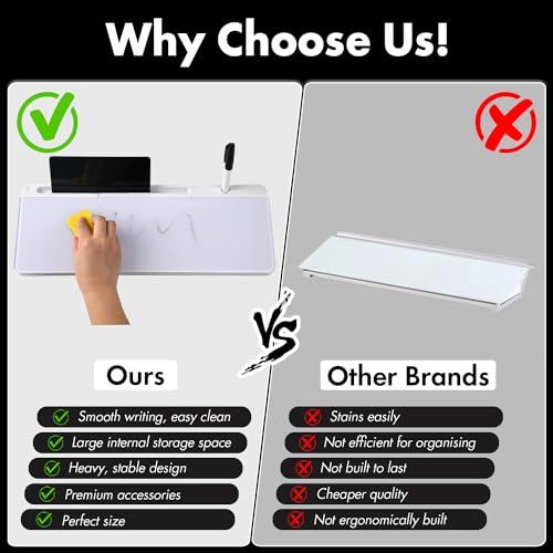 Desktop Glass Whiteboard Organizer with Pen and Eraser