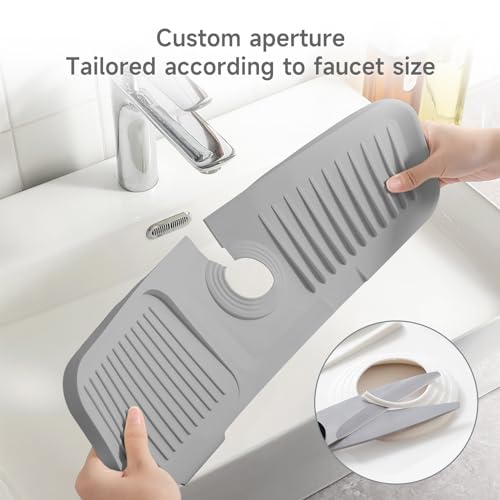 Grey Silicone Faucet Mat for Kitchen and Bathroom