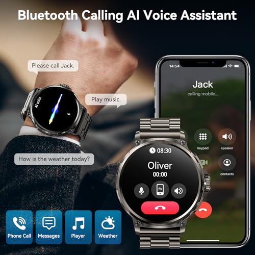TICWRIS Smart Watch: Ultra-Large Screen, Military Bluetooth