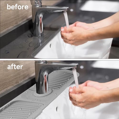 Grey Silicone Faucet Mat for Kitchen and Bathroom