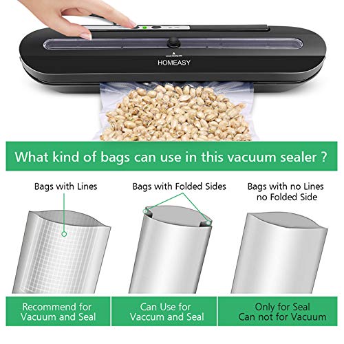 Homeasy Food Vacuum Sealer: One-Touch Sealing (Black)