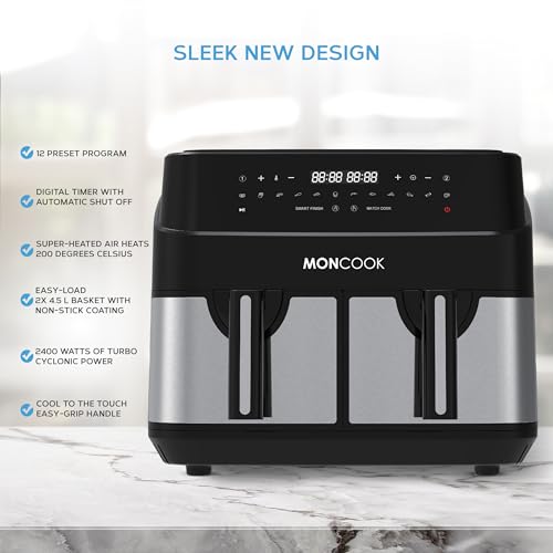 MONCOOK 10L Double Air Fryer with 2 Baskets