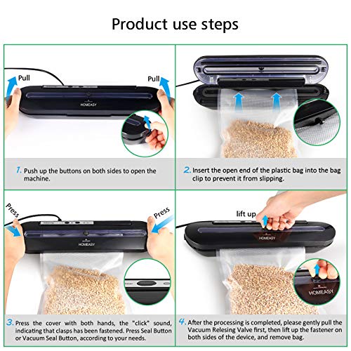 Homeasy Food Vacuum Sealer: One-Touch Sealing (Black)