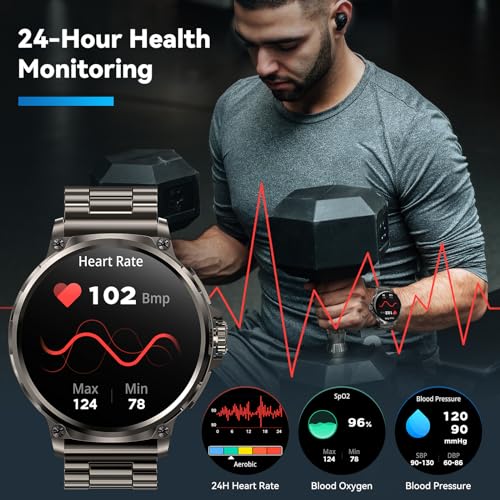 TICWRIS Smart Watch: Ultra-Large Screen, Military Bluetooth