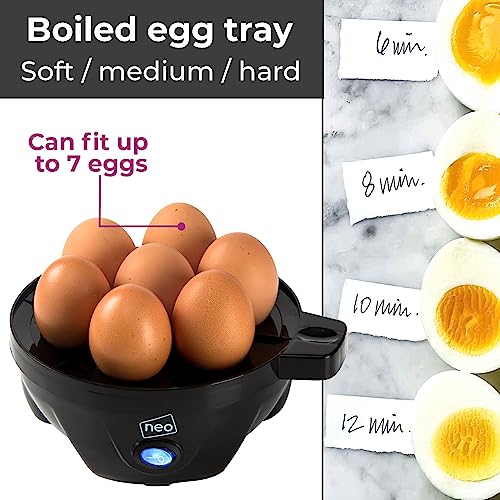 Kitchen Electric Egg Cooker Maker with Timer (Black/Silver)