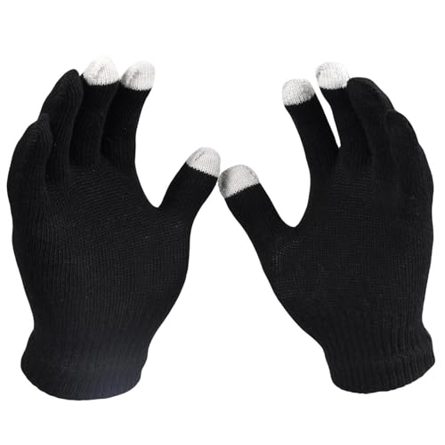6 Pair True Face Touch Screen Gloves - Black