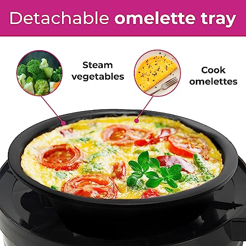 Kitchen Electric Egg Cooker Maker with Timer (Black/Silver)