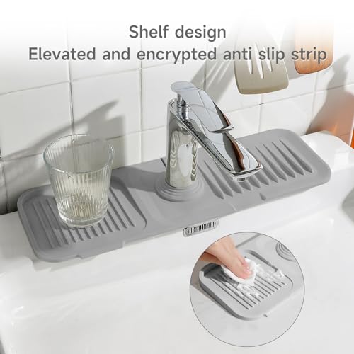 Grey Silicone Faucet Mat for Kitchen and Bathroom