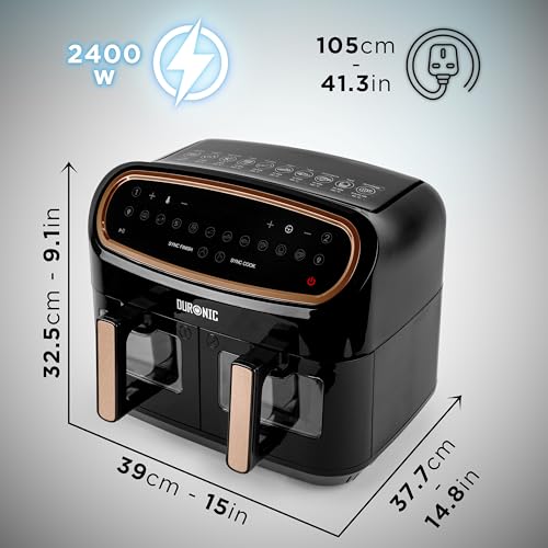 Duronic Air Fryer AF34: Black Rose Gold, 10L