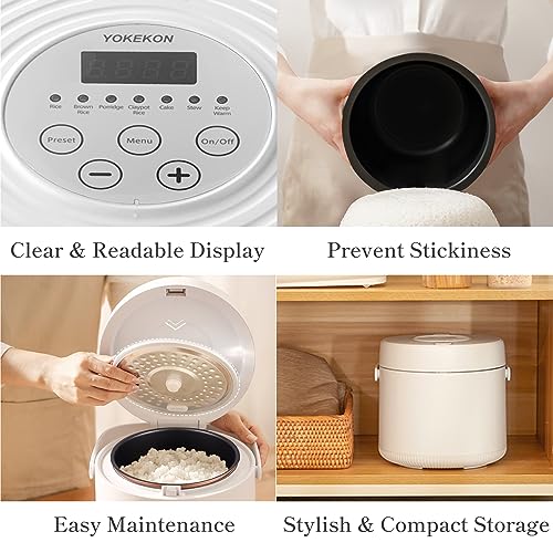 Yokekon Electric Mini Rice Cooker - 2L, 6-in-1