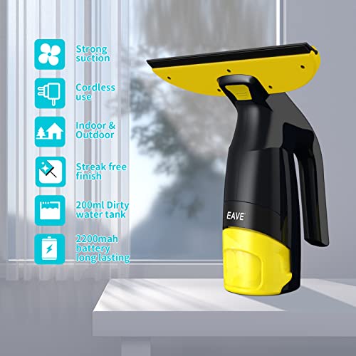 Cordless Window Vacuum, Streak-Free Cleaner with Spray Bottle