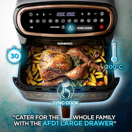 Duronic Air Fryer AF34: Black Rose Gold, 10L