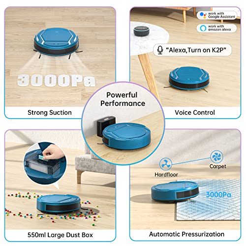 OKP K2P Robot Vacuum Cleaner - High Suction Power, Smart+ Alexa