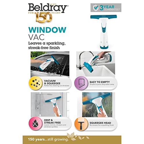 Beldray Cordless Window Vacuum - Rechargeable Window Cleaner