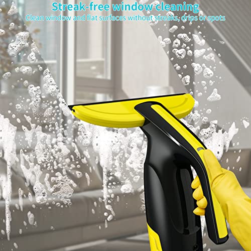 Cordless Window Vacuum, Streak-Free Cleaner with Spray Bottle