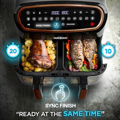 Duronic Air Fryer AF34: Black Rose Gold, 10L