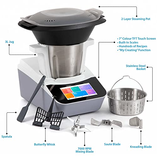 Smart Kitchen Robot: 18F Preset Functions, 7" TFT Touch!