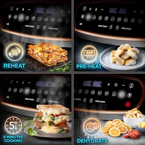 Duronic Air Fryer AF34: Black Rose Gold, 10L