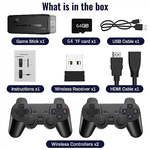 2.4G Wireless Retro Game Console, Dual Controllers, HDMI Output