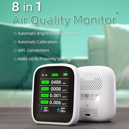 Smart WiFi Air Quality Monitor with 8 Functions