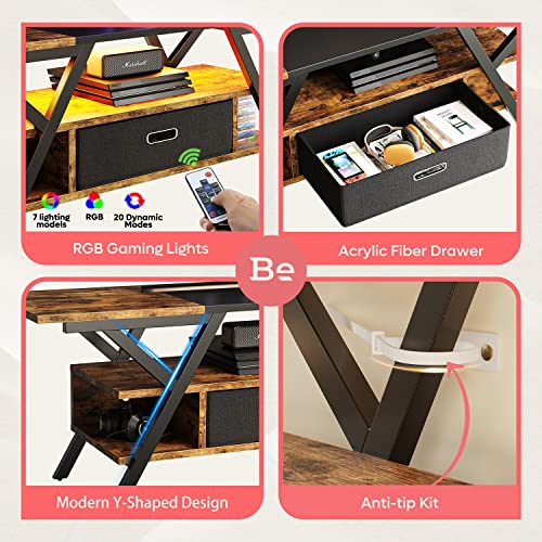Bestier 55 Inch TV Stand with LED Lights