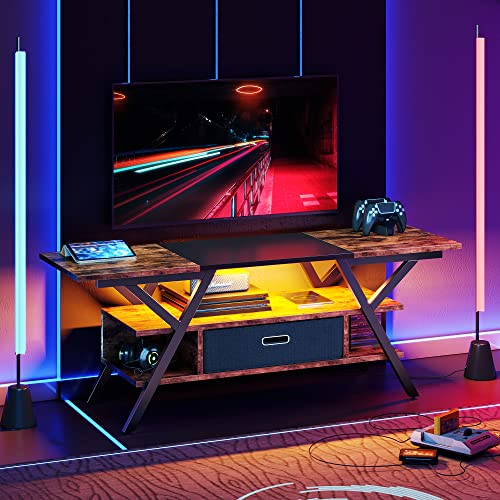 Bestier 55 Inch TV Stand with LED Lights