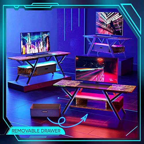 Bestier 55 Inch TV Stand with LED Lights