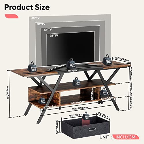 Bestier 55 Inch TV Stand with LED Lights