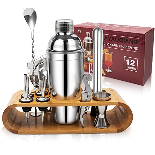 Stainless Steel Cocktail Shaker Set with Stand
