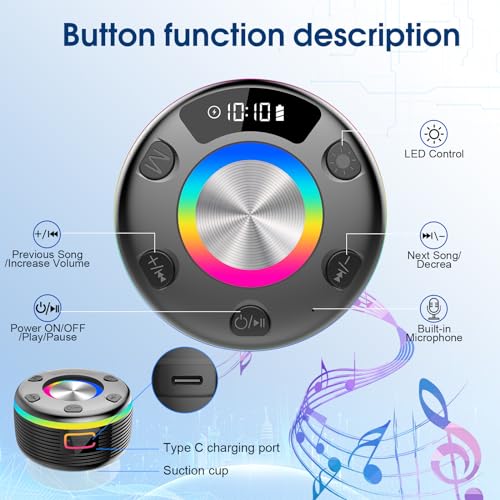 OYIB Shower Speaker: Portable Bluetooth Speaker with RGB Lights