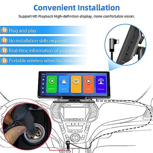 Podofo 10.26" Portable Car Stereo: Apple Carplay/Android Auto