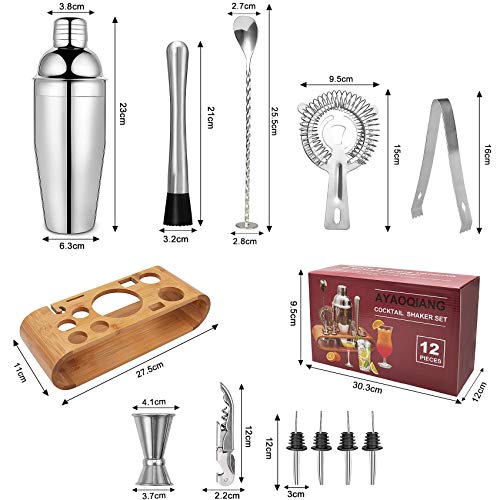 Stainless Steel Cocktail Shaker Set with Stand