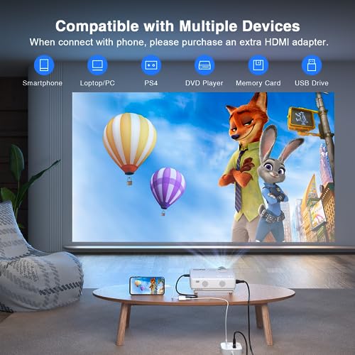XuanPad Mini Projector - Full HD 1080P, Portable