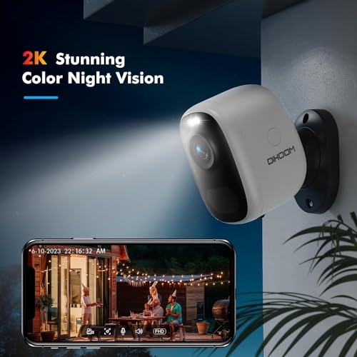 DIHOOM 2K Wireless Outdoor Security Camera with Magnetic Base